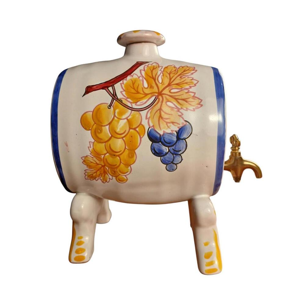 Vintage Bisquit Cognac Barrel Decanter Angouleme Pottery w/ Tap France